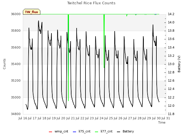 plot of Twitchel Rice Flux Counts