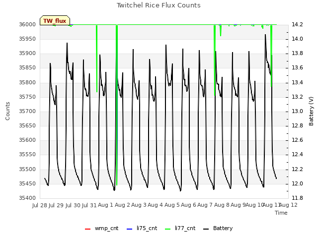 plot of Twitchel Rice Flux Counts