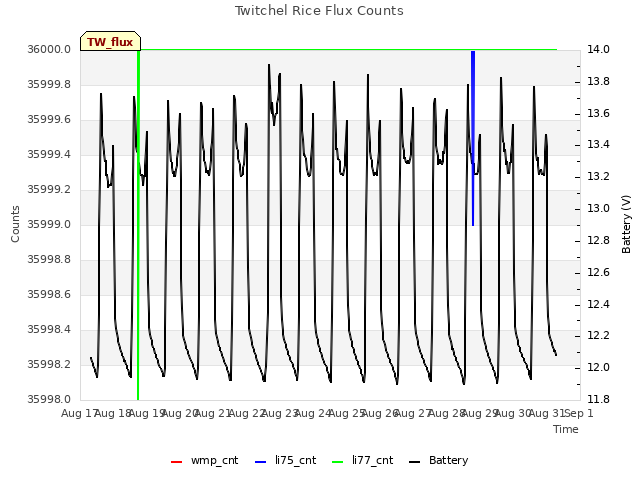 plot of Twitchel Rice Flux Counts