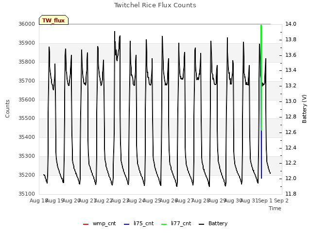 plot of Twitchel Rice Flux Counts