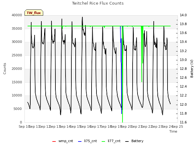 plot of Twitchel Rice Flux Counts