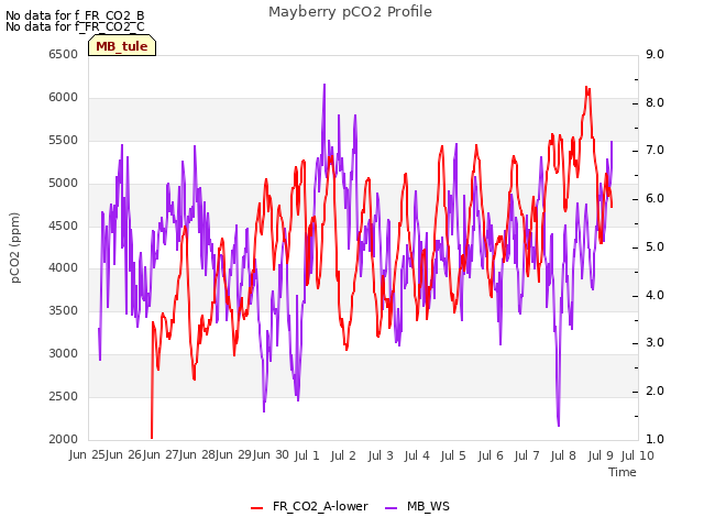 plot of Mayberry pCO2 Profile