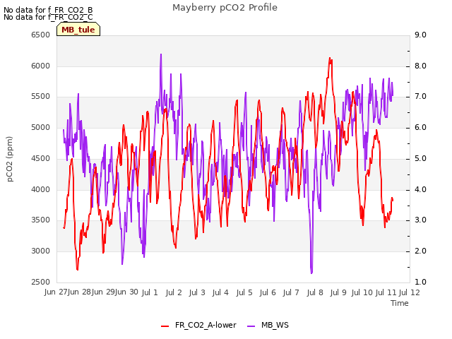 plot of Mayberry pCO2 Profile