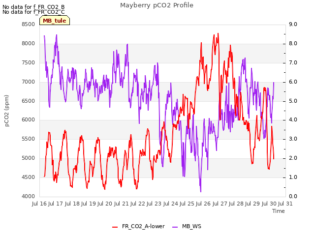 plot of Mayberry pCO2 Profile