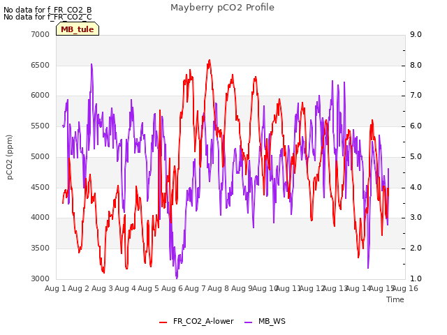 plot of Mayberry pCO2 Profile