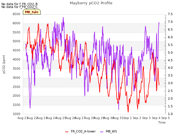 plot of Mayberry pCO2 Profile
