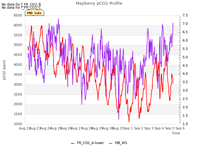 plot of Mayberry pCO2 Profile