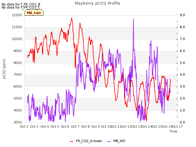 plot of Mayberry pCO2 Profile