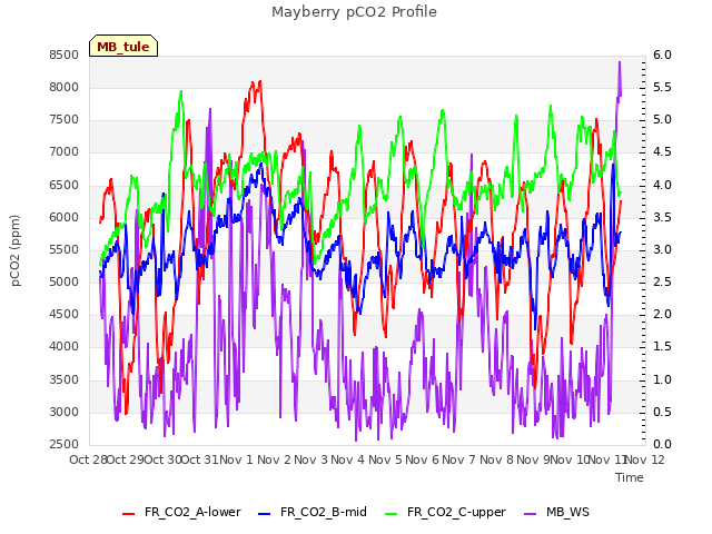 plot of Mayberry pCO2 Profile