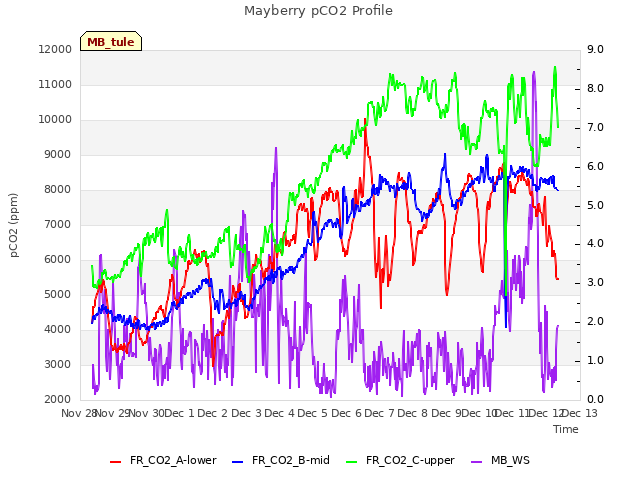 plot of Mayberry pCO2 Profile