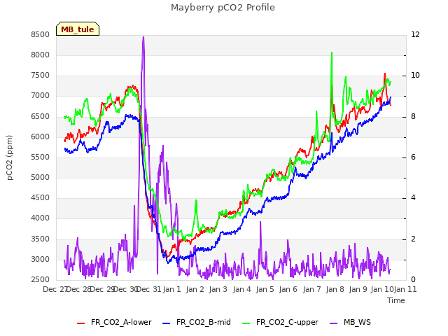 plot of Mayberry pCO2 Profile