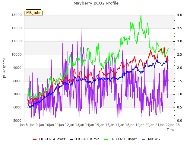 plot of Mayberry pCO2 Profile