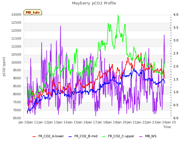 plot of Mayberry pCO2 Profile