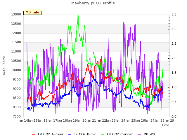 plot of Mayberry pCO2 Profile