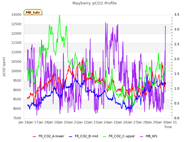 plot of Mayberry pCO2 Profile