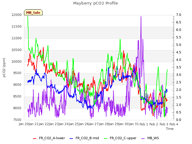 plot of Mayberry pCO2 Profile