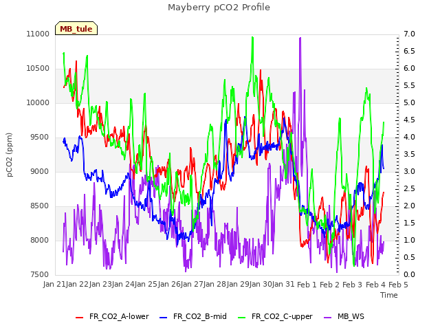 plot of Mayberry pCO2 Profile