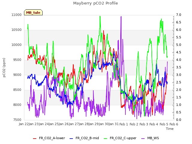 plot of Mayberry pCO2 Profile