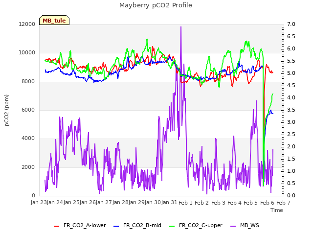 plot of Mayberry pCO2 Profile