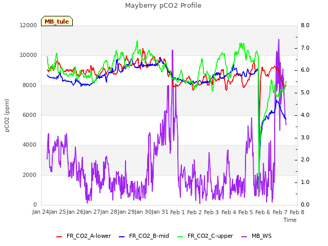 plot of Mayberry pCO2 Profile