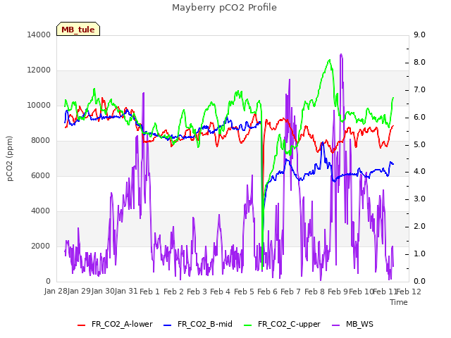 plot of Mayberry pCO2 Profile