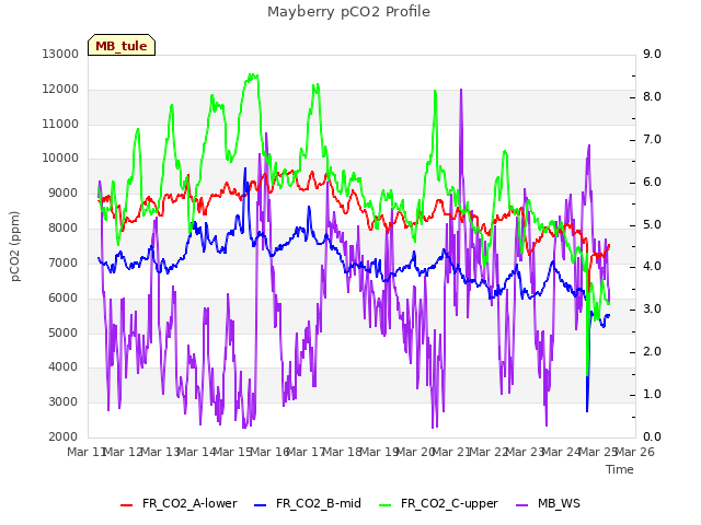 plot of Mayberry pCO2 Profile