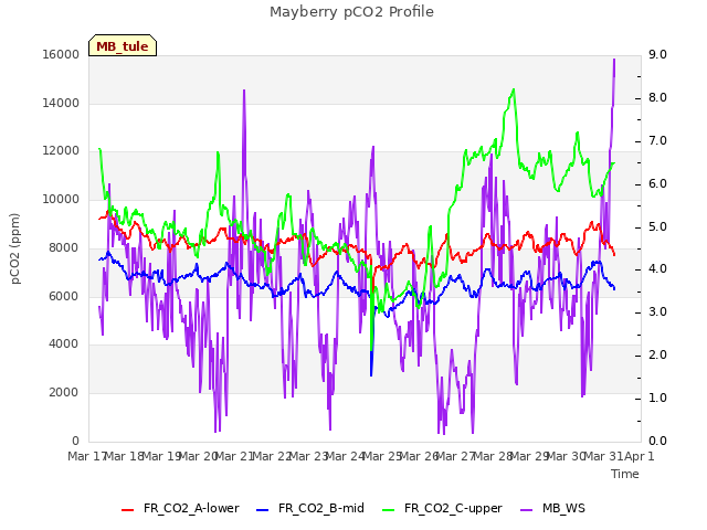 plot of Mayberry pCO2 Profile