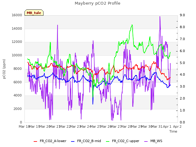 plot of Mayberry pCO2 Profile