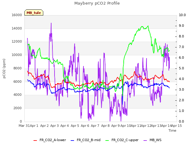 plot of Mayberry pCO2 Profile