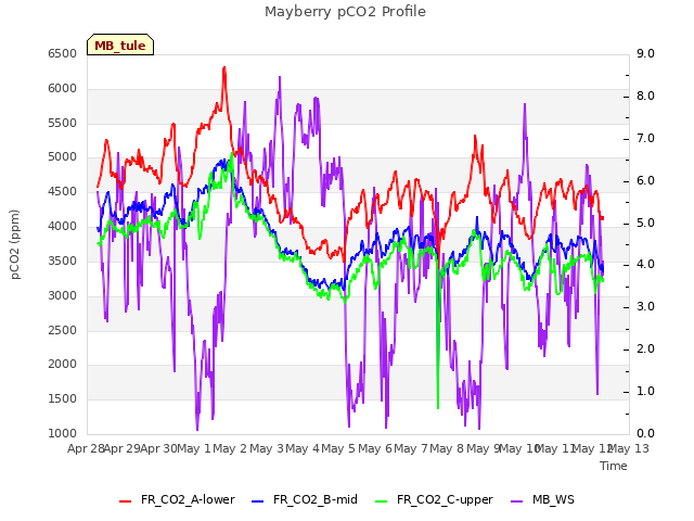 plot of Mayberry pCO2 Profile