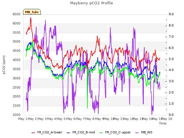 plot of Mayberry pCO2 Profile