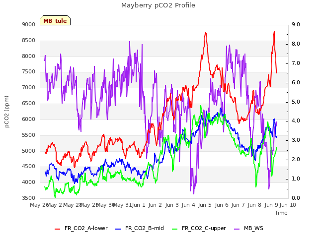 plot of Mayberry pCO2 Profile