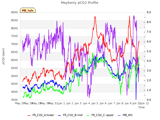 plot of Mayberry pCO2 Profile