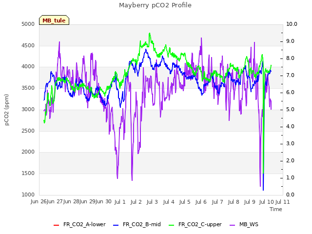 plot of Mayberry pCO2 Profile