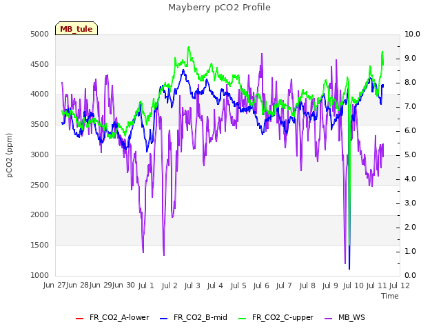 plot of Mayberry pCO2 Profile