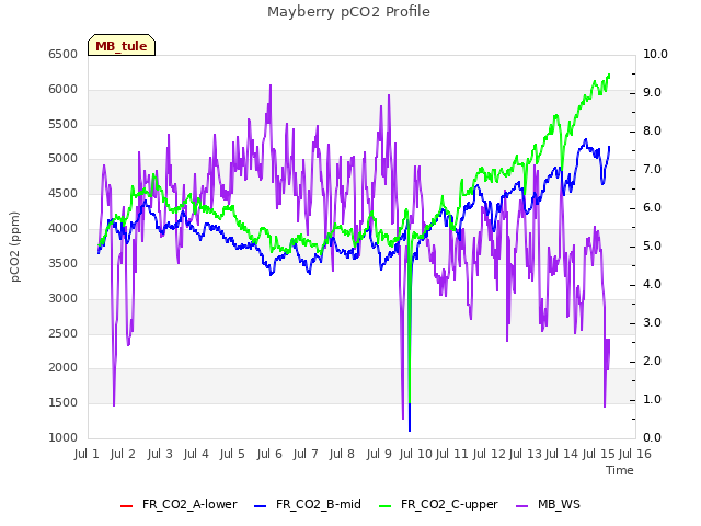 plot of Mayberry pCO2 Profile