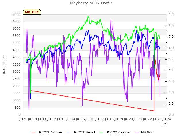 plot of Mayberry pCO2 Profile