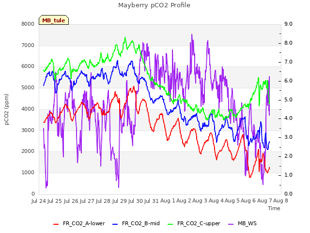 plot of Mayberry pCO2 Profile