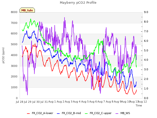 plot of Mayberry pCO2 Profile