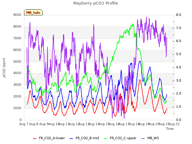 plot of Mayberry pCO2 Profile