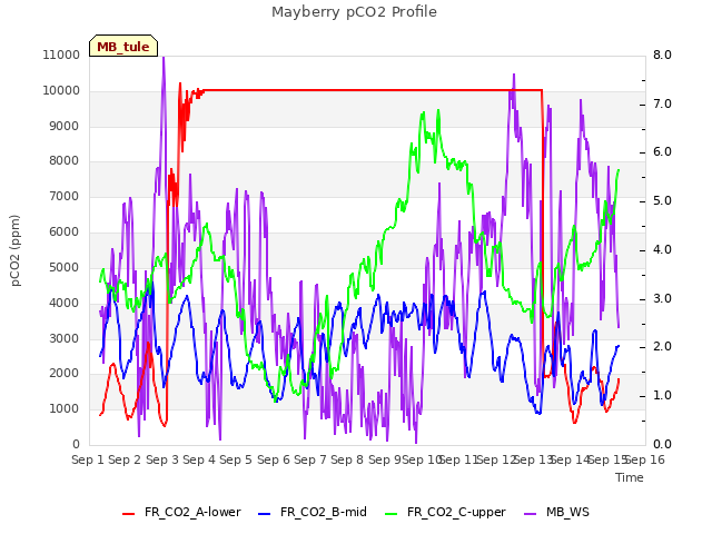 plot of Mayberry pCO2 Profile