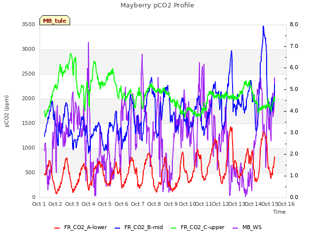 plot of Mayberry pCO2 Profile