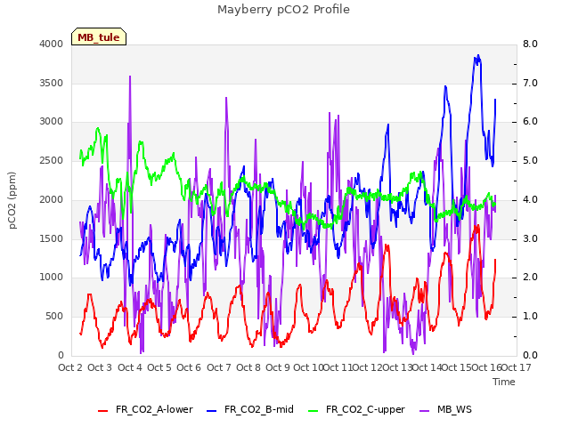 plot of Mayberry pCO2 Profile