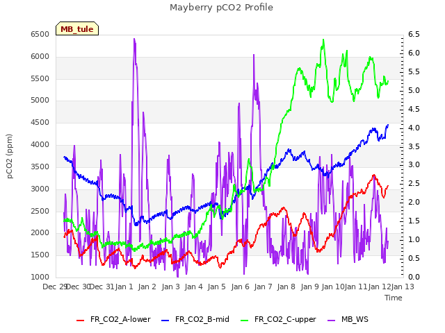 plot of Mayberry pCO2 Profile