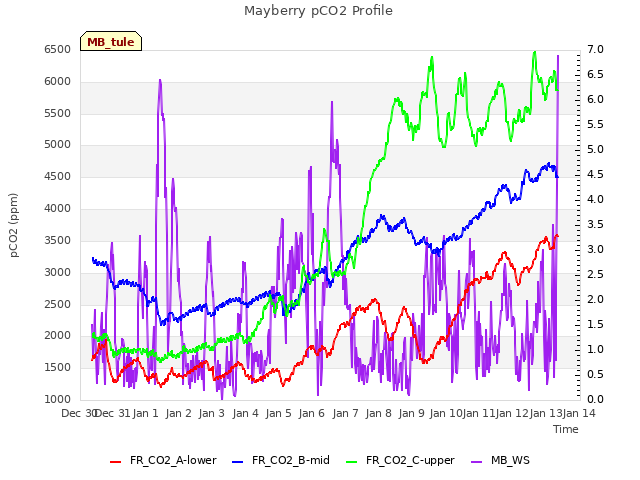 plot of Mayberry pCO2 Profile