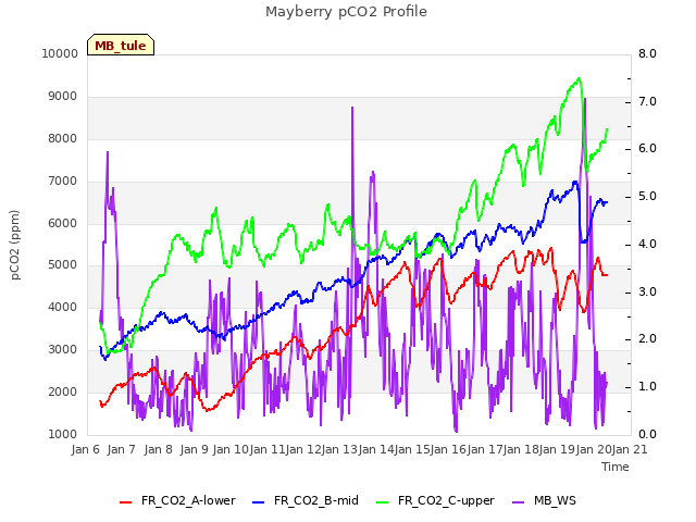 plot of Mayberry pCO2 Profile