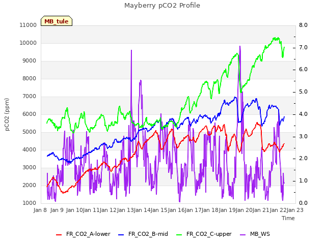 plot of Mayberry pCO2 Profile