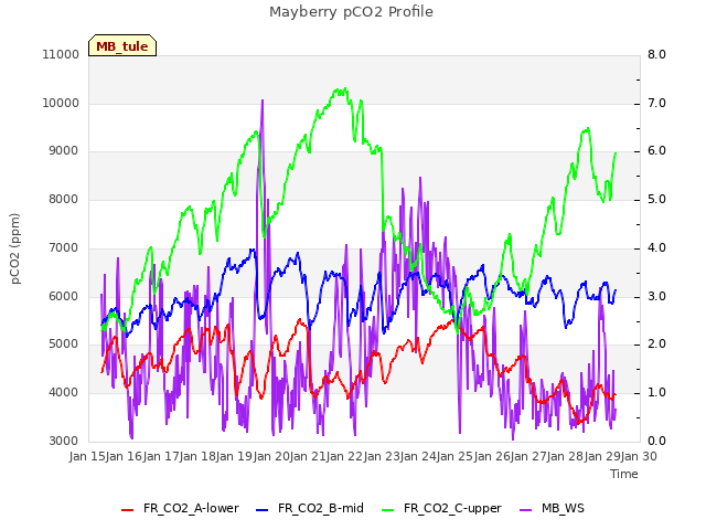 plot of Mayberry pCO2 Profile