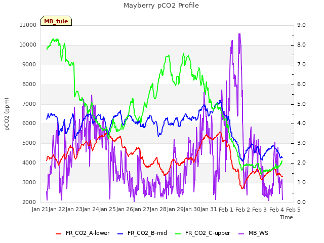 plot of Mayberry pCO2 Profile