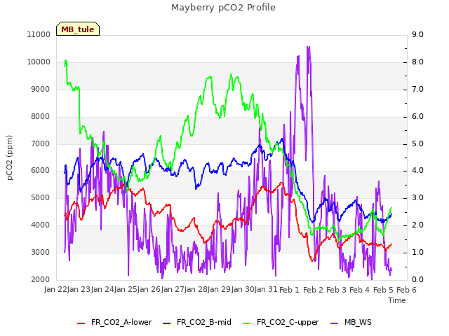 plot of Mayberry pCO2 Profile